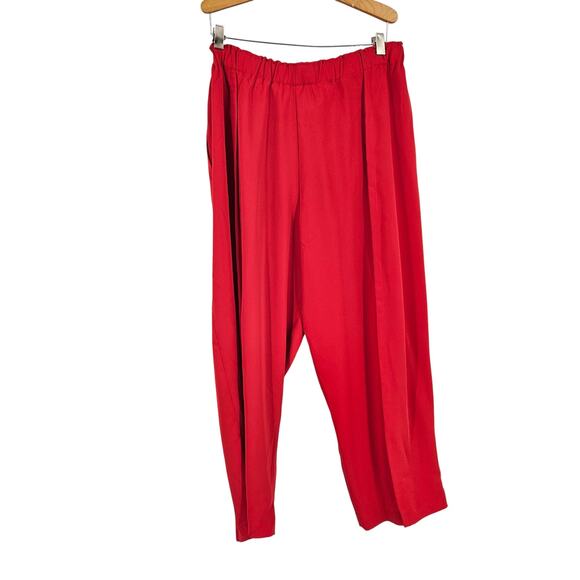Roucha Pants Red Drawstring Elastic Waist Pleated Wide Leg Pull On Size US 12/14 - Picture 8 of 8